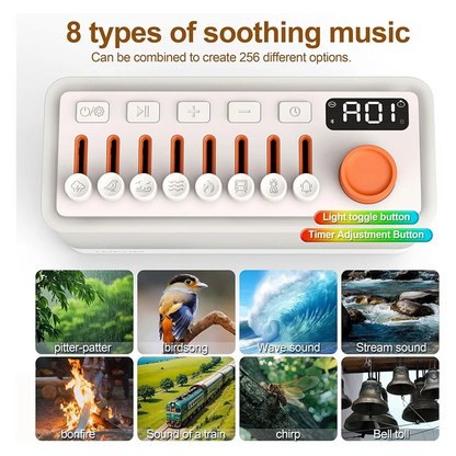 BABQ White Noise Sleep Sound Machine with 8 Nature Sounds, Portable Bluetooth Speaker, 12 Colors Night Lights