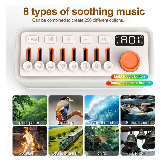 BABQ White Noise Sleep Sound Machine with 8 Nature Sounds, Portable Bluetooth Speaker, 12 Colors Night Lights