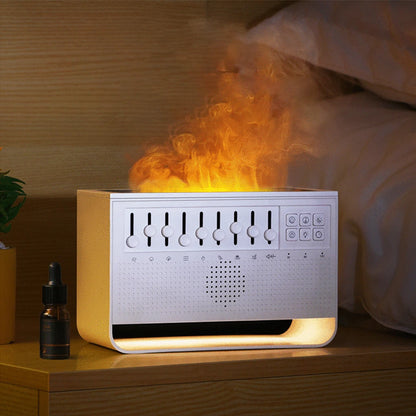 New Baby White Noise Sleep Machine Simulation Flame Aromatherapy Machine Desktop Large Fog Humidifier Portable Bluetooth Speaker