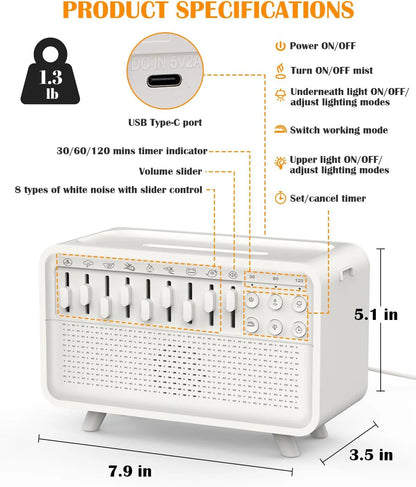 Large Capacity Humidifier And Soothings Night Lights With Wireless Speaker For Better Sleep Night Light Aromatherapy Humidifie