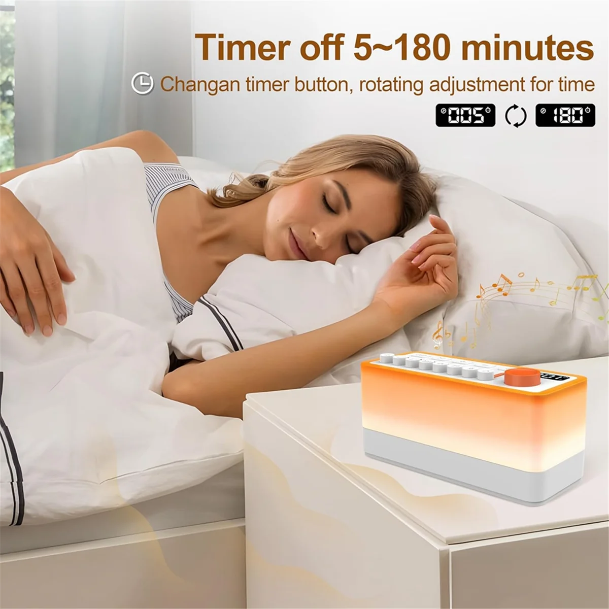 BABQ White Noise Sleep Sound Machine with 8 Nature Sounds, Portable Bluetooth Speaker, 12 Colors Night Lights